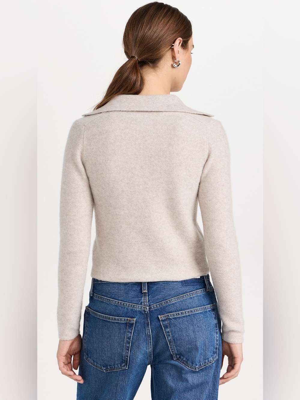 NWOT Vince Minimalist Luxury 100% Cashmere Cream Beige Polo Cardigan Sweater - Picture 8 of 10